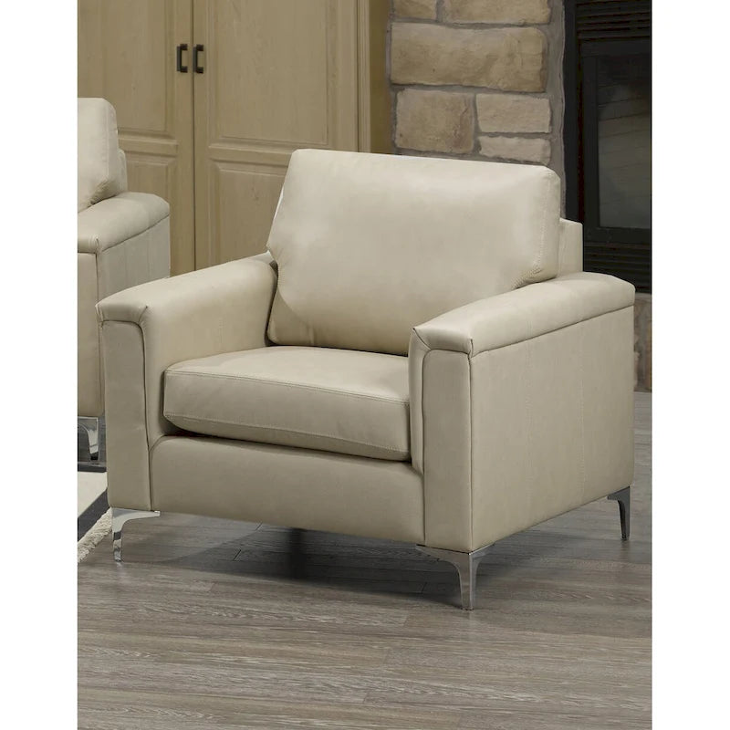 Modern Premium Top Grain Leather Sofa and Chair Set