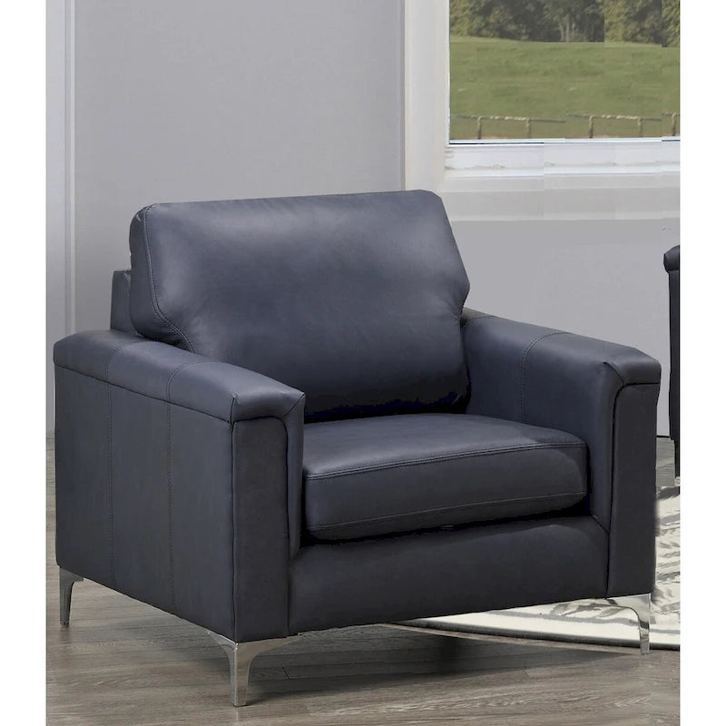 Modern Premium Top Grain Leather Sofa and Chair Set