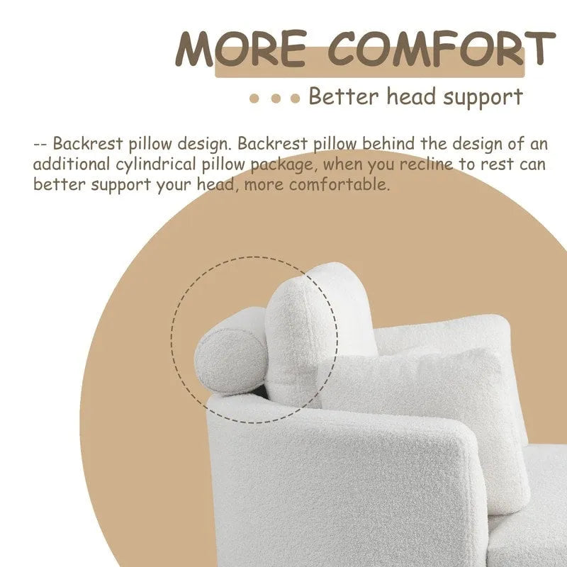 Circle Swivel Chair with Moon Storage Ottoman and 4 Pillows