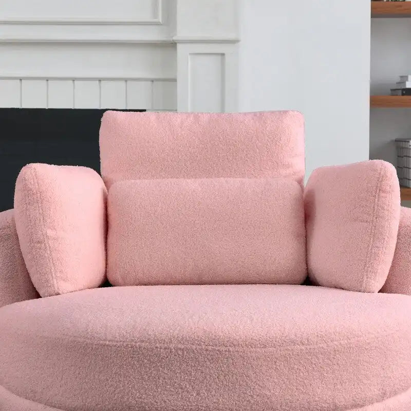 Circle Swivel Chair with Moon Storage Ottoman and 4 Pillows