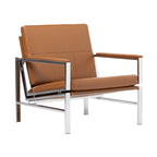 Metal and Bonded Leather Mid Century Accent Chair