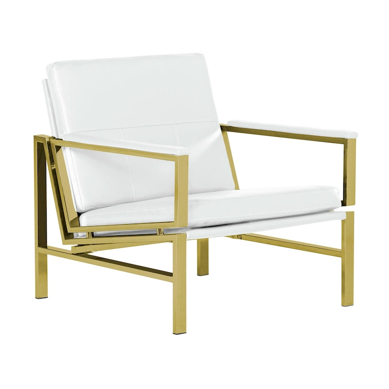 Regina Metal and Bonded Leather Mid Century Accent Chair