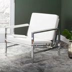 Metal and Bonded Leather Mid Century Accent Chair