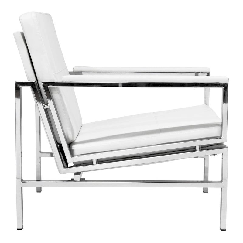Metal and Bonded Leather Mid Century Accent Chair