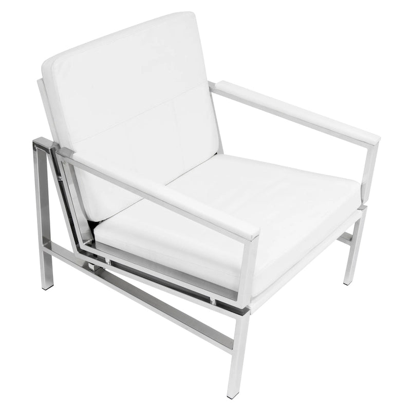 Metal and Bonded Leather Mid Century Accent Chair