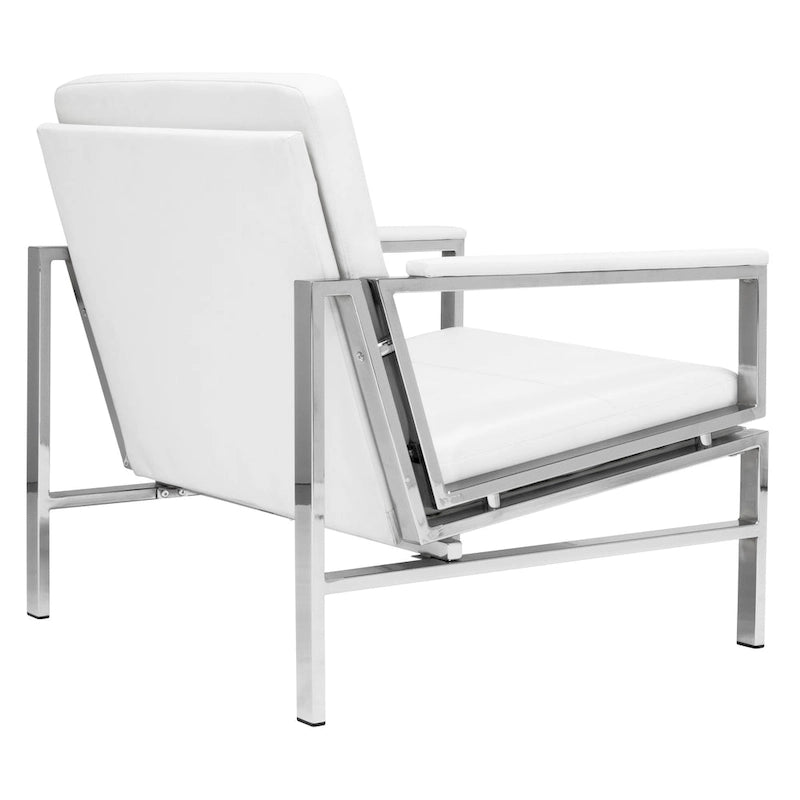 Metal and Bonded Leather Mid Century Accent Chair