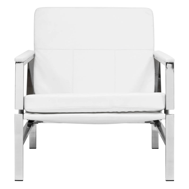 Metal and Bonded Leather Mid Century Accent Chair
