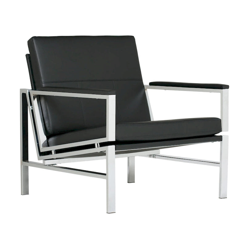 Metal and Bonded Leather Mid Century Accent Chair