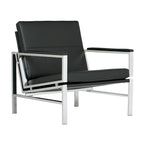 Metal and Bonded Leather Mid Century Accent Chair