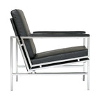 Metal and Bonded Leather Mid Century Accent Chair