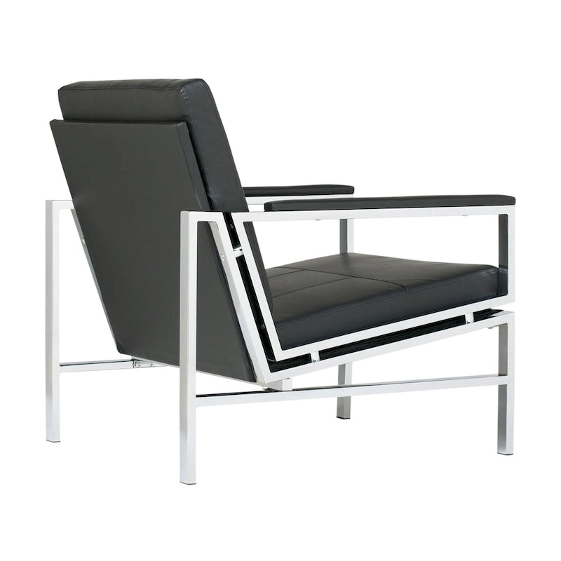 Metal and Bonded Leather Mid Century Accent Chair