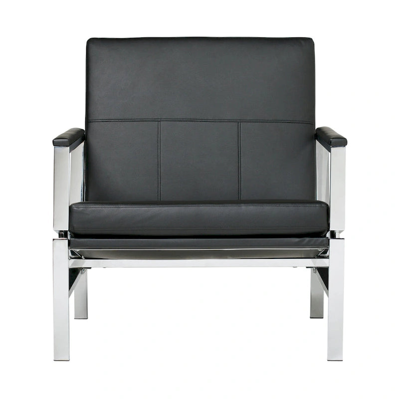 Metal and Bonded Leather Mid Century Accent Chair