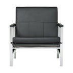 Metal and Bonded Leather Mid Century Accent Chair
