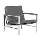 Metal and Bonded Leather Mid Century Accent Chair
