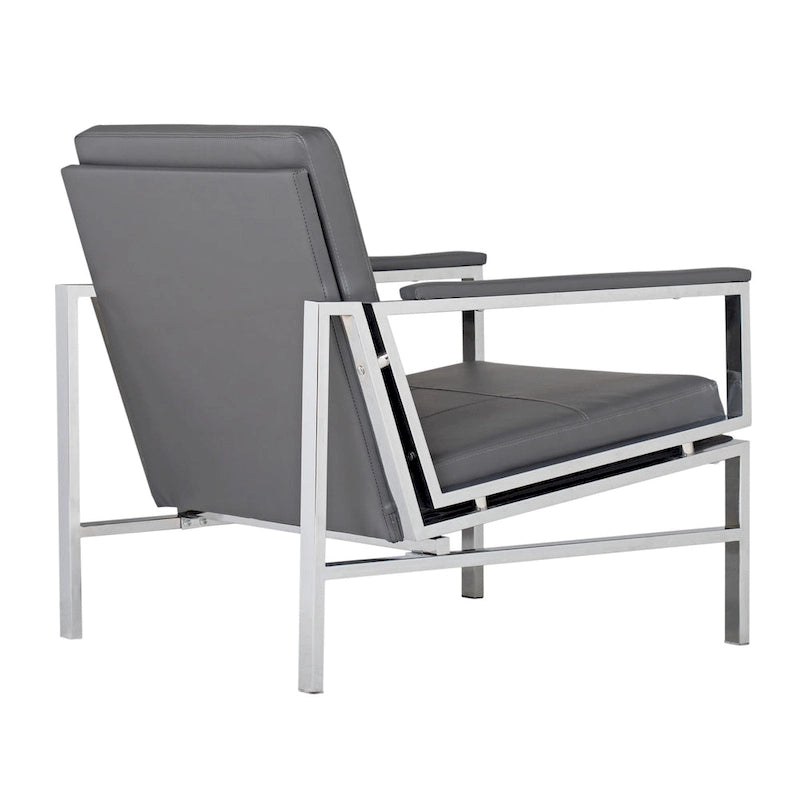 Metal and Bonded Leather Mid Century Accent Chair