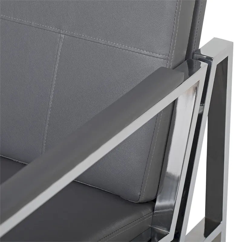 Metal and Bonded Leather Mid Century Accent Chair