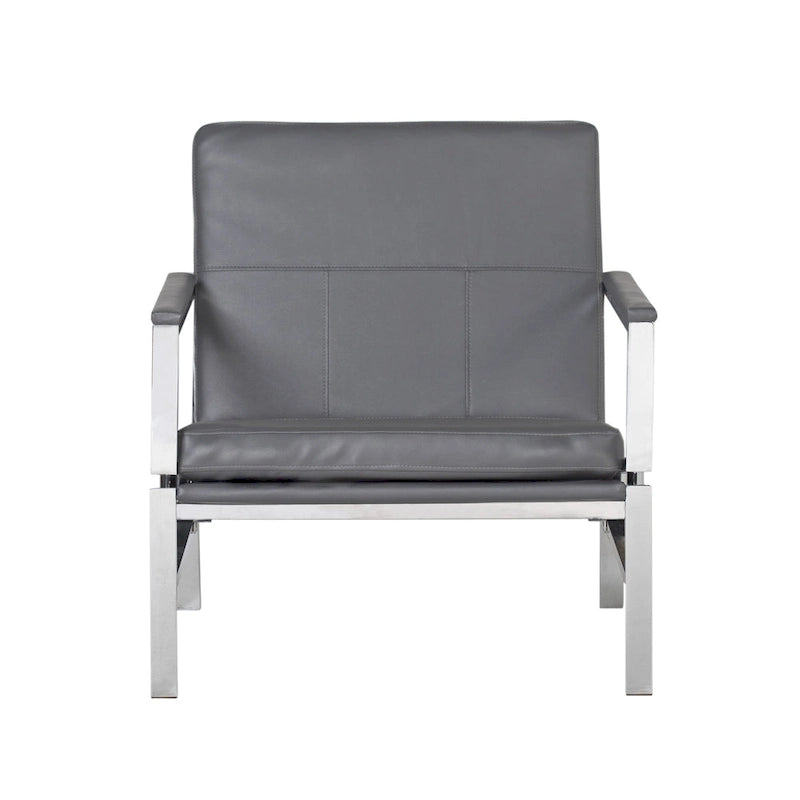 Metal and Bonded Leather Mid Century Accent Chair