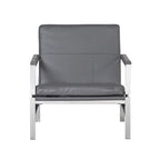 Metal and Bonded Leather Mid Century Accent Chair