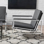Metal and Bonded Leather Mid Century Accent Chair
