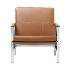 Metal and Bonded Leather Mid Century Accent Chair