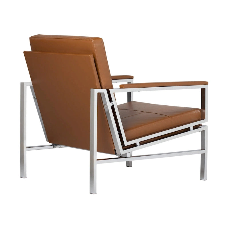 Metal and Bonded Leather Mid Century Accent Chair