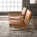 Metal and Bonded Leather Mid Century Accent Chair