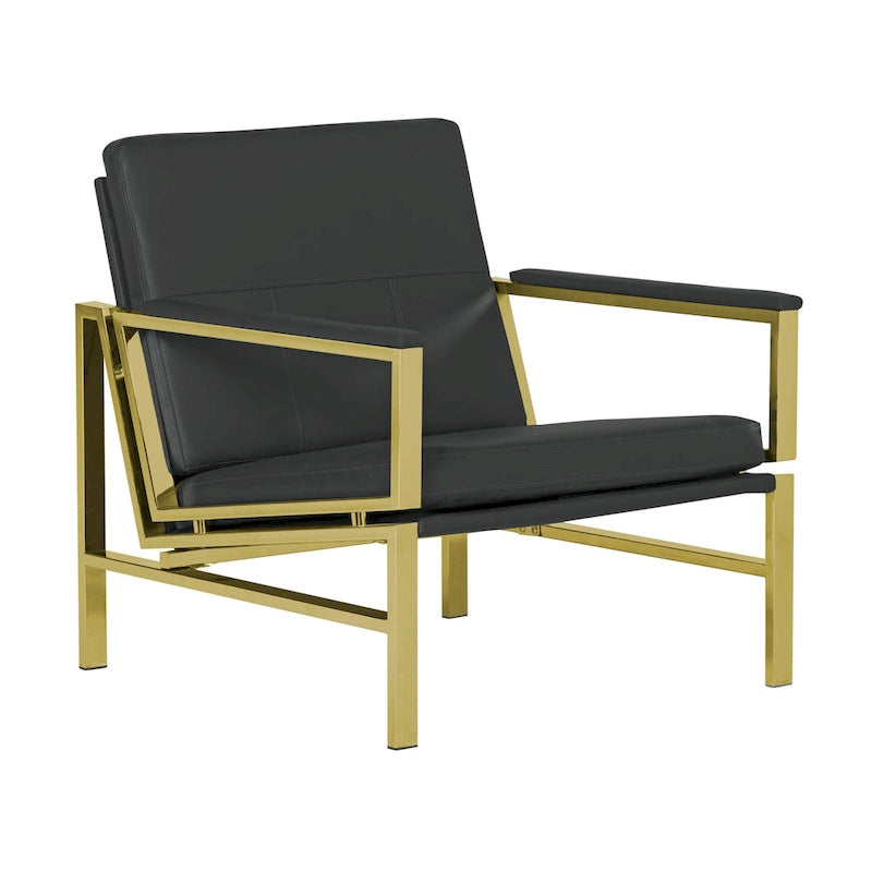 Metal and Bonded Leather Mid Century Accent Chair