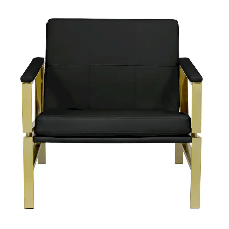 Metal and Bonded Leather Mid Century Accent Chair