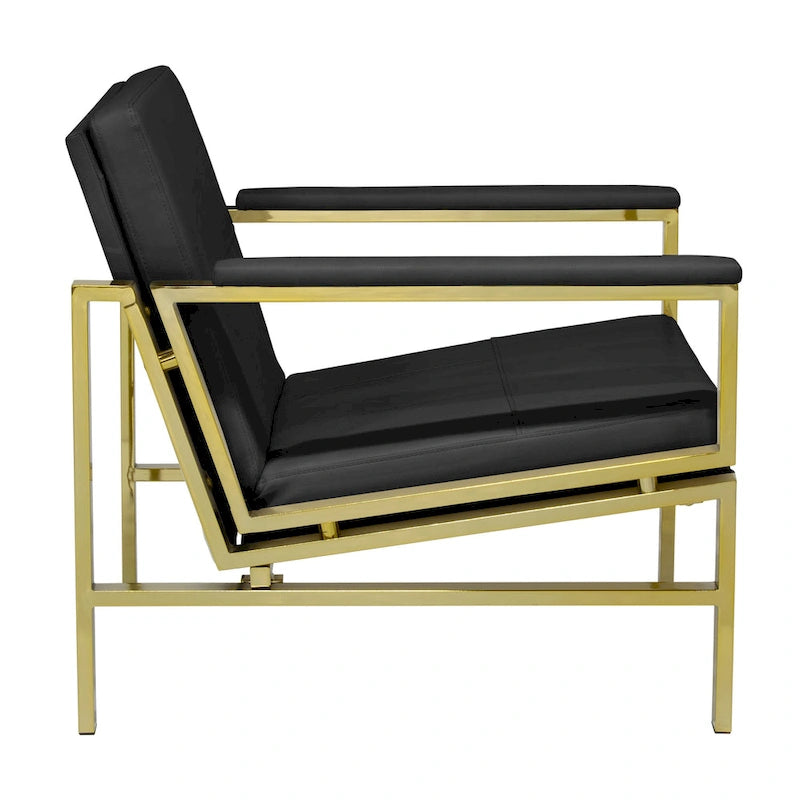 Metal and Bonded Leather Mid Century Accent Chair