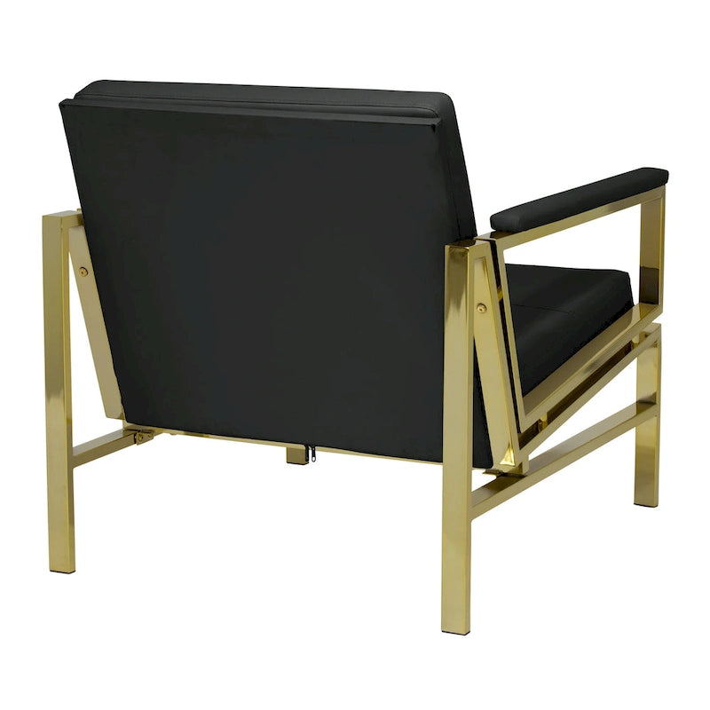 Metal and Bonded Leather Mid Century Accent Chair