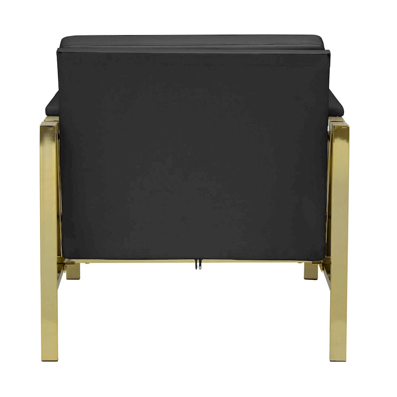Metal and Bonded Leather Mid Century Accent Chair