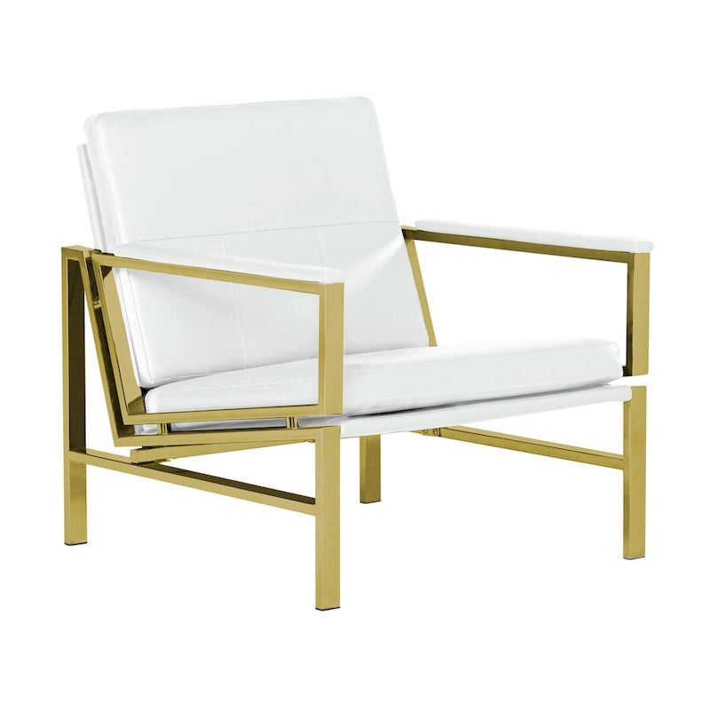 Metal and Bonded Leather Mid Century Accent Chair