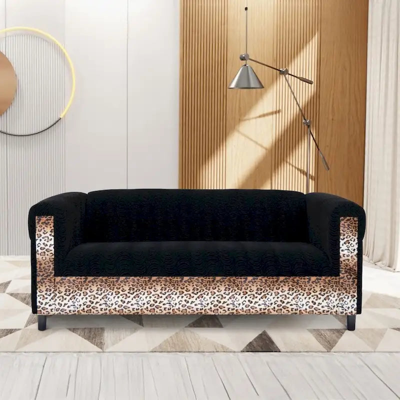 Mid Century Modern 3 Seater Sofa Velvet Solid Wood Frame Upholstered