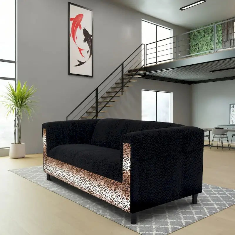 Mid Century Modern 3 Seater Sofa Velvet Solid Wood Frame Upholstered