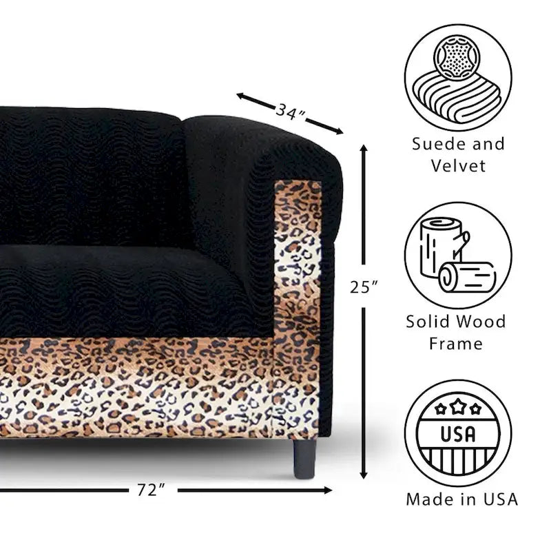 Mid Century Modern 3 Seater Sofa Velvet Solid Wood Frame Upholstered