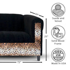 Mid Century Modern 3 Seater Sofa Velvet Solid Wood Frame Upholstered