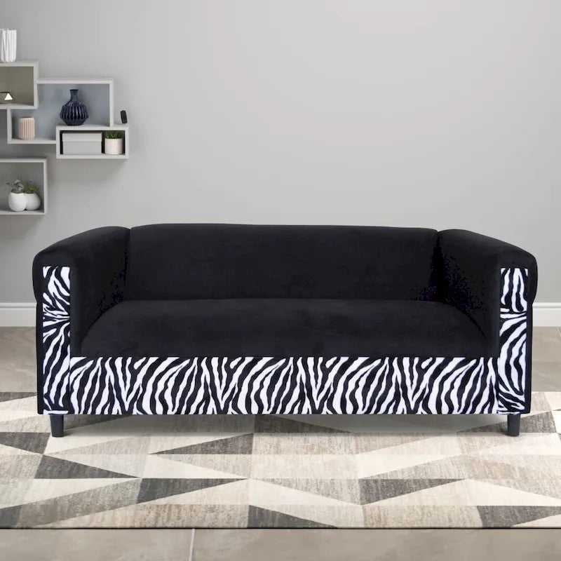 Mid Century Modern 3 Seater Sofa Velvet Solid Wood Frame Upholstered