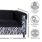 Mid Century Modern 3 Seater Sofa Velvet Solid Wood Frame Upholstered