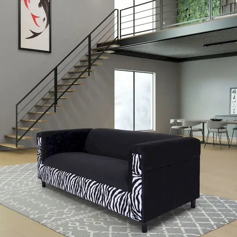 Mid Century Modern 3 Seater Sofa Velvet Solid Wood Frame Upholstered