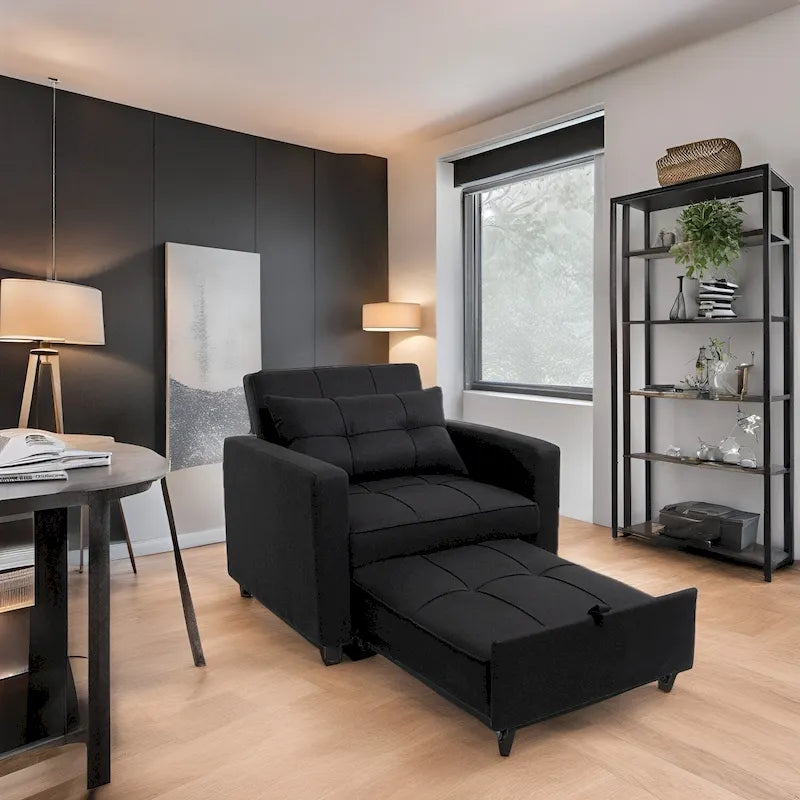 3-in-1 Convertible Recliner Chair Bed - Modern Upholstered Foldable Sleeper Lounge Sofa for Small Spaces