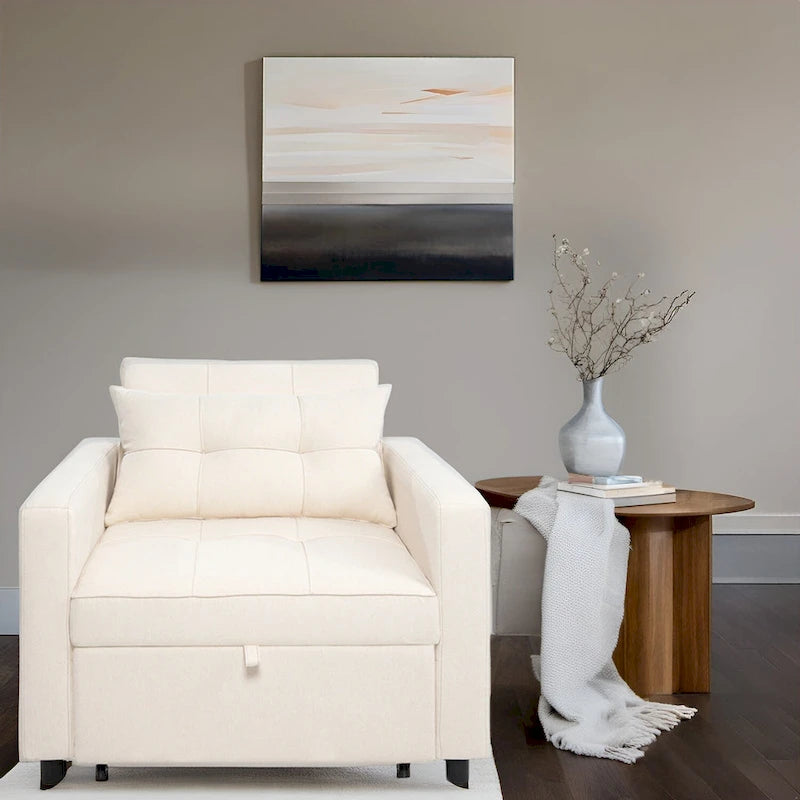 3-in-1 Convertible Recliner Chair Bed - Modern Upholstered Foldable Sleeper Lounge Sofa for Small Spaces