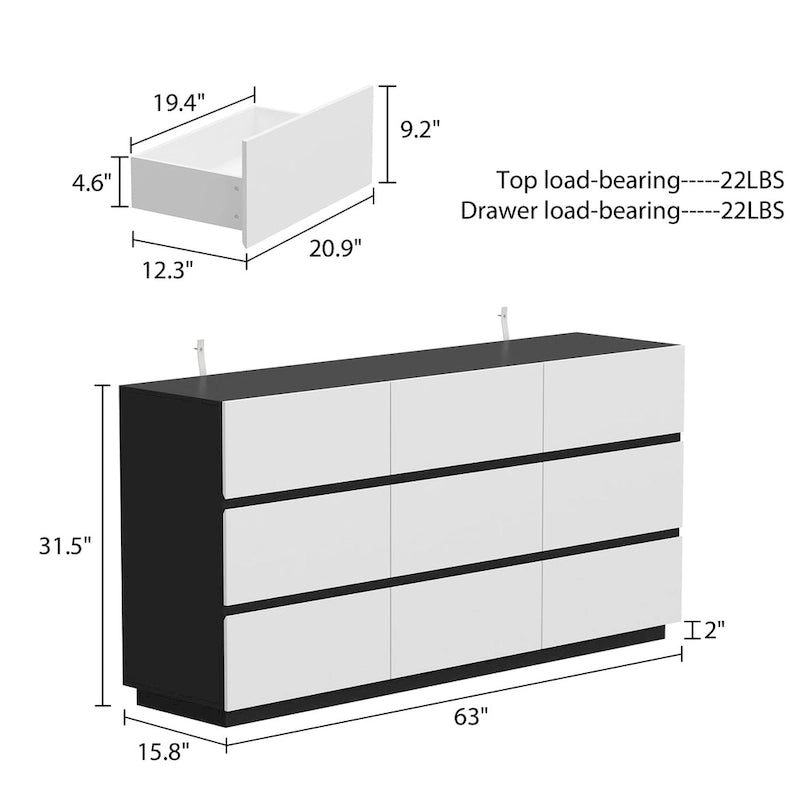 Modern Minimalist Nine-Drawer/Six-Drawer Dresser Storage Solution