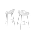 Mid-Century Modern Counter Stool with Steel Legs for Indoors or Outdoors - Set of 2
