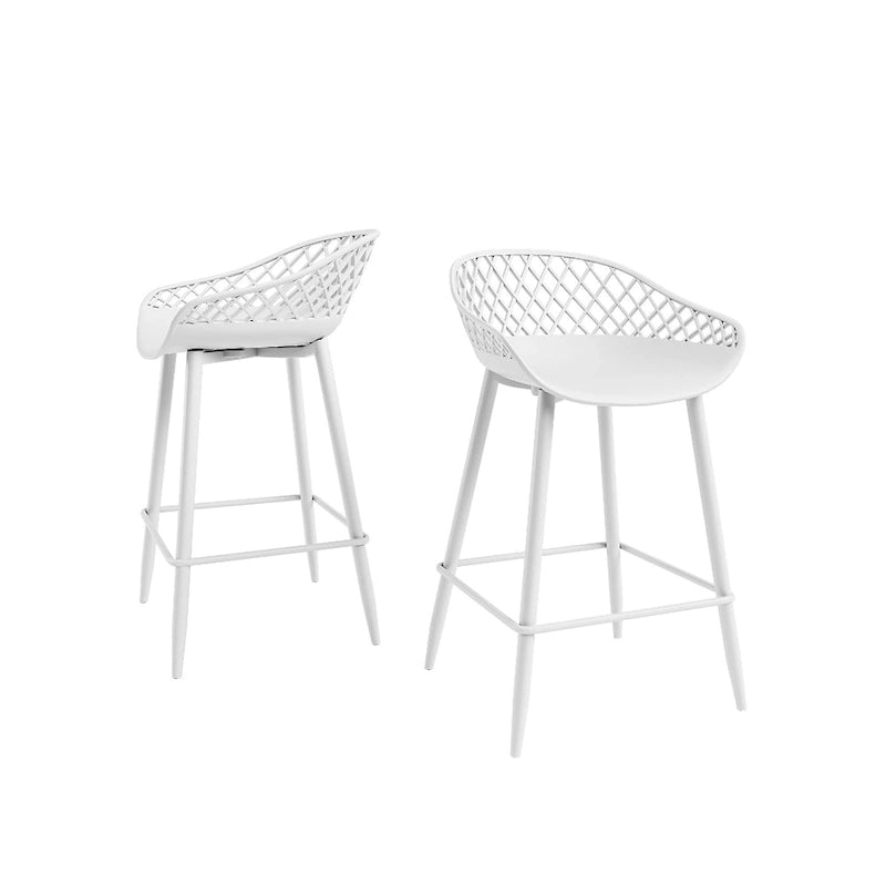 Mid-Century Modern Counter Stool with Steel Legs for Indoors or Outdoors - Set of 2
