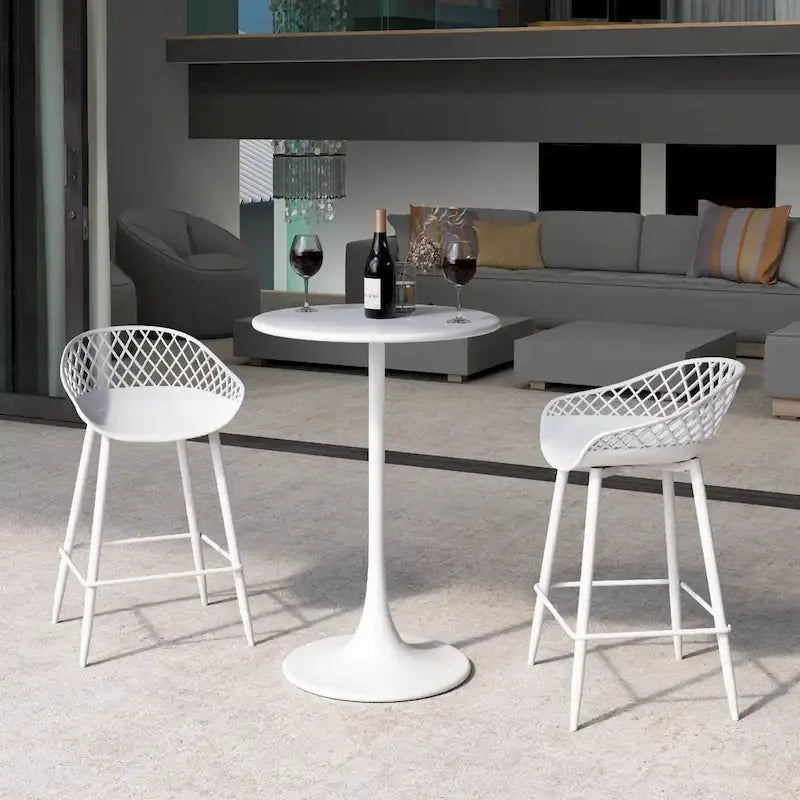 Mid-Century Modern Counter Stool with Steel Legs for Indoors or Outdoors - Set of 2