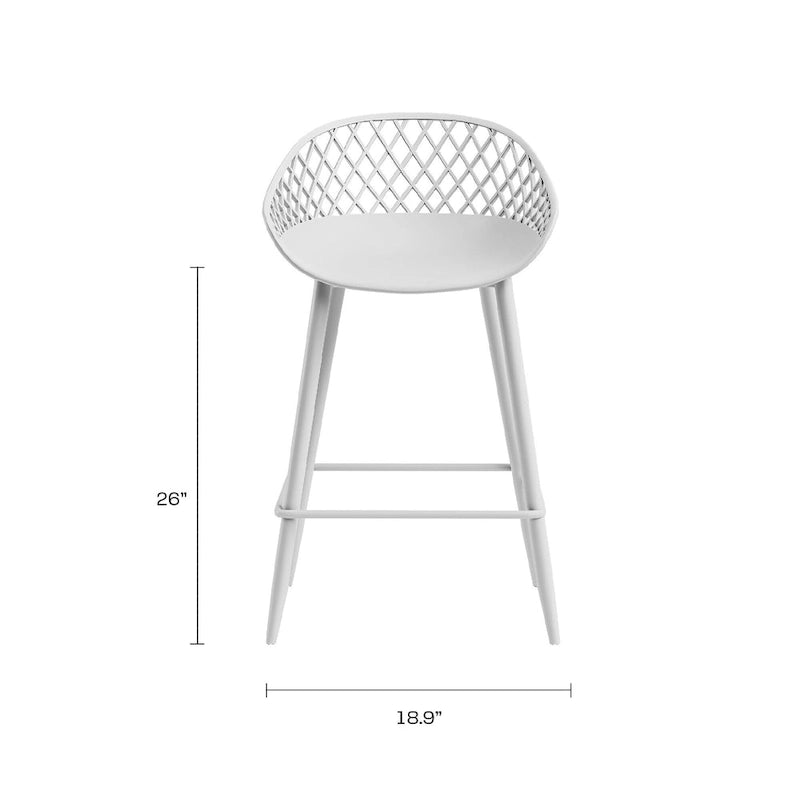 Mid-Century Modern Counter Stool with Steel Legs for Indoors or Outdoors - Set of 2