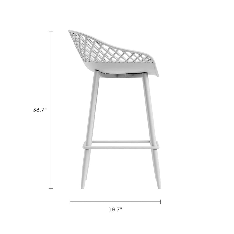 Mid-Century Modern Counter Stool with Steel Legs for Indoors or Outdoors - Set of 2