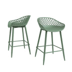 Mid-Century Modern Counter Stool with Steel Legs for Indoors or Outdoors - Set of 2