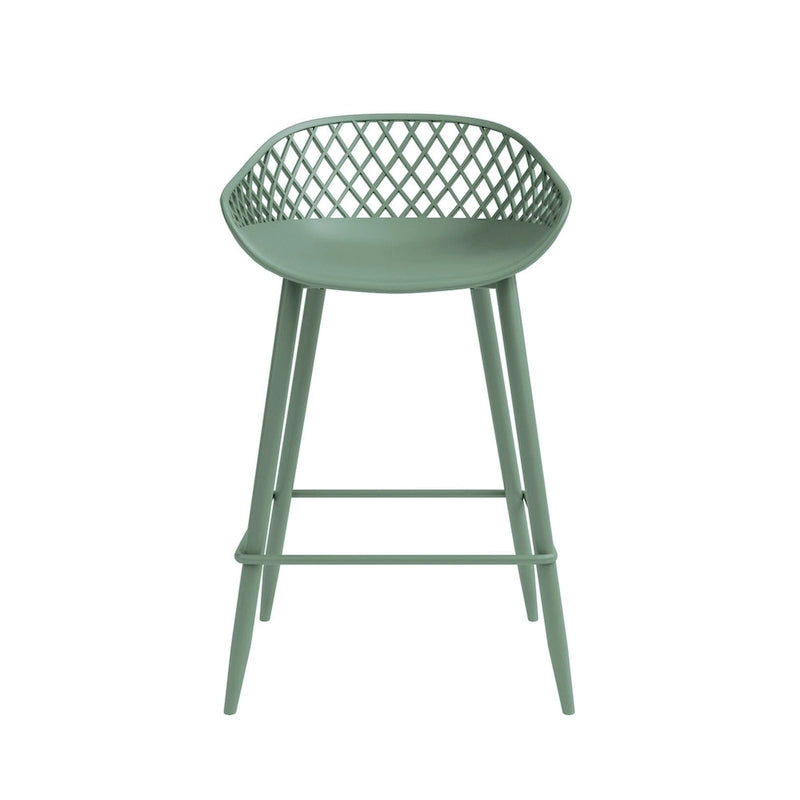 Mid-Century Modern Counter Stool with Steel Legs for Indoors or Outdoors - Set of 2