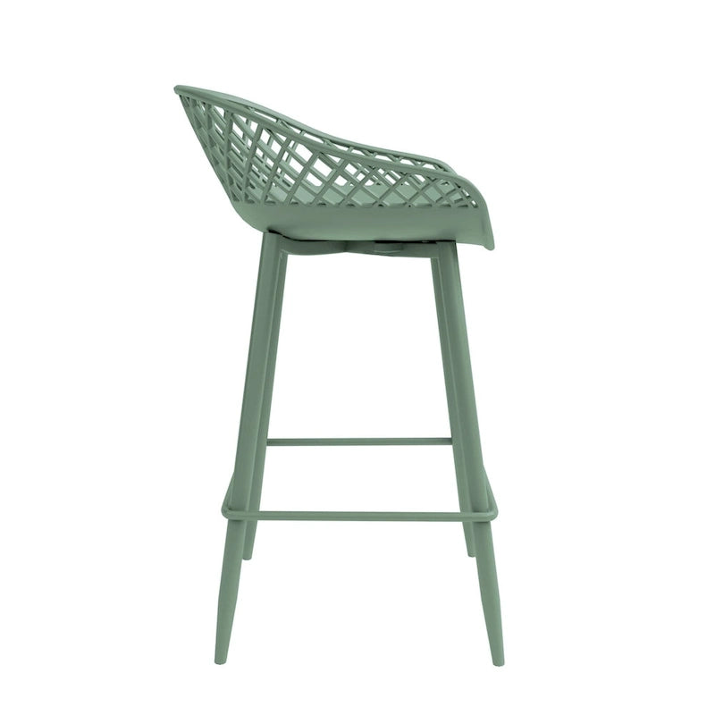Mid-Century Modern Counter Stool with Steel Legs for Indoors or Outdoors - Set of 2